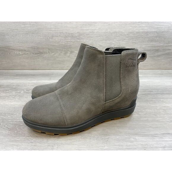 Sorel Evie II Women's Boot Chelsea Bootie Slip-On Wedge Leather US 9 Gray Shoes - Picture 3 of 10